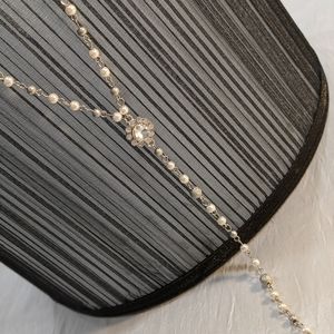 C 1946 signed Rhinestones and faux Pearl necklace